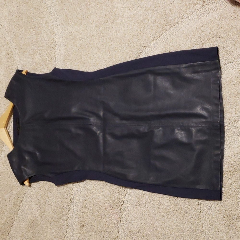 BCBGMaxAzria faux leather sleeveless vest dress